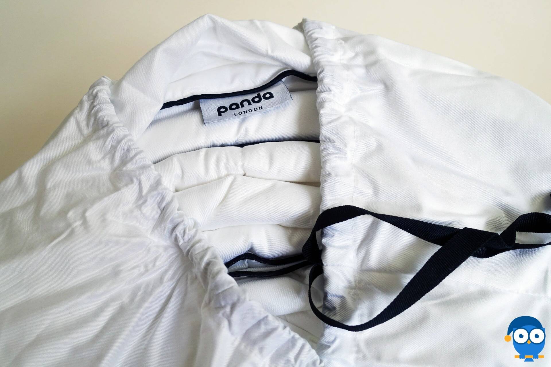 Close-up of Panda duvet in bamboo bag